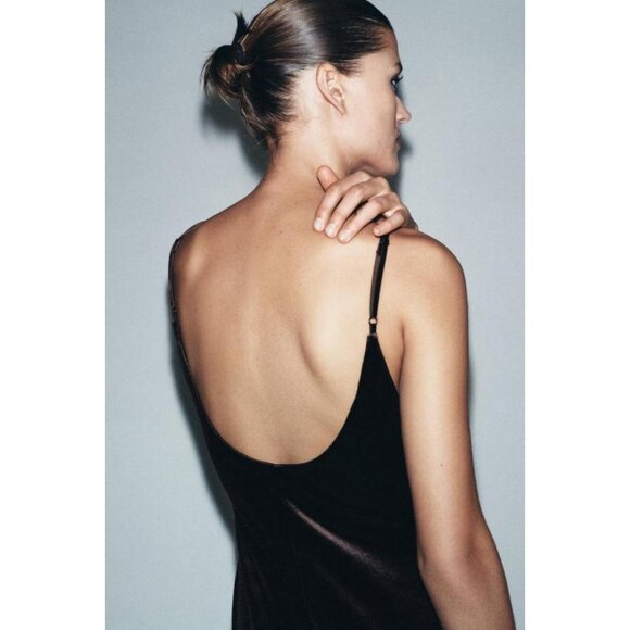 ZARA LONG VELVET DRESS - Picture 6 of 9